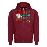 Burgundy it's a baseball kinda day Zipper Hoodie - BundleAndBundleShop