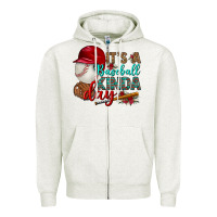 Oatmeal Heather it's a baseball kinda day Zipper Hoodie - BundleAndBundleShop