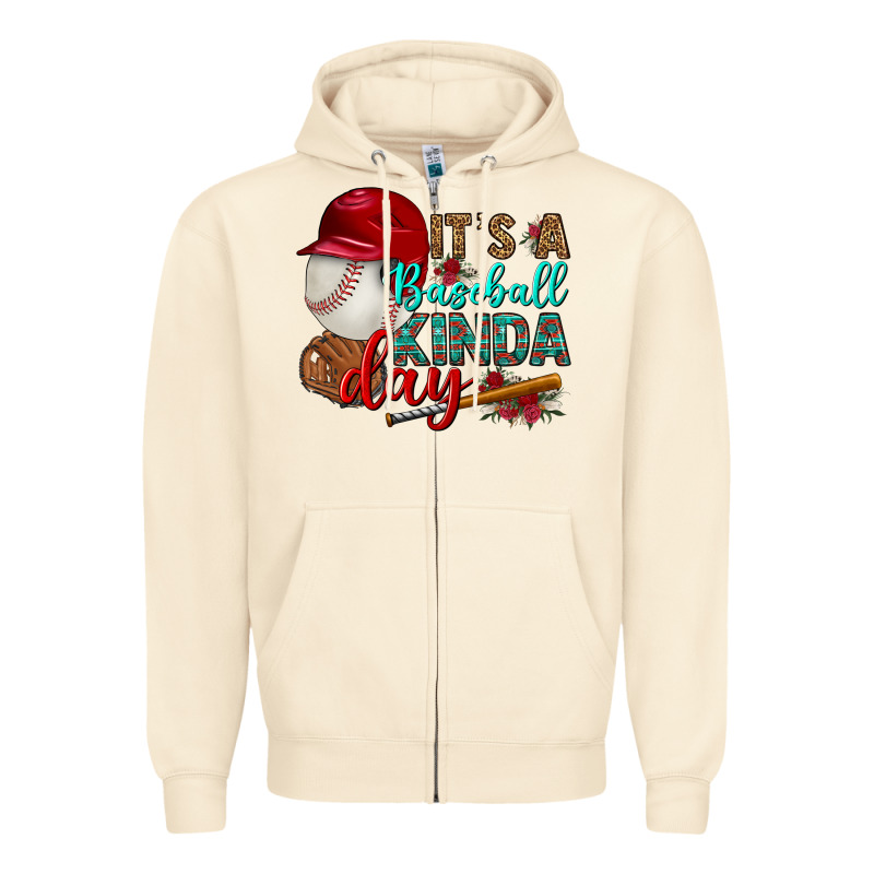 It's A Baseball Kinda Day Zipper Hoodie by BundleAndBundleShop | Teevron
