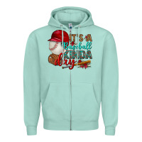 Seafoam it's a baseball kinda day Zipper Hoodie - BundleAndBundleShop