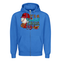 True Royal it's a baseball kinda day Zipper Hoodie - BundleAndBundleShop
