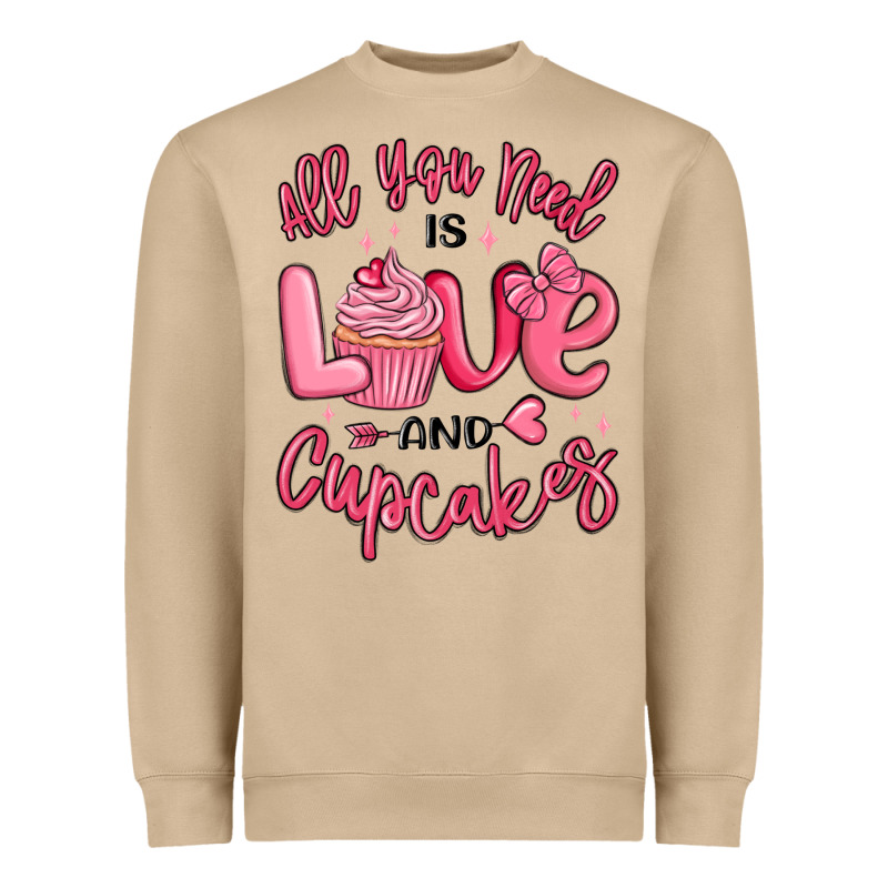 All You Need Is Love And Cupcakes Valentines Day Heavyweight Sweatshirt by MaliasSmallBusiness | Teevron