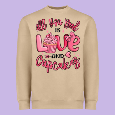 Heavyweight Sweatshirt all you need is love and cupcakes valentines day