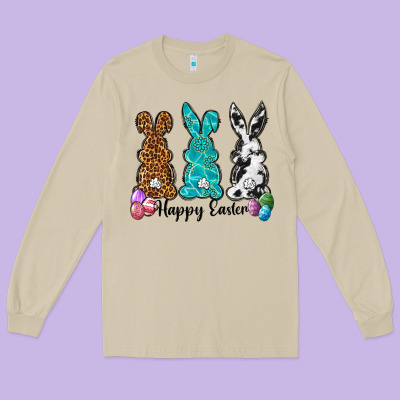 Western Happy Easter Peeps Long Sleeve Tee Designed By Neo Western