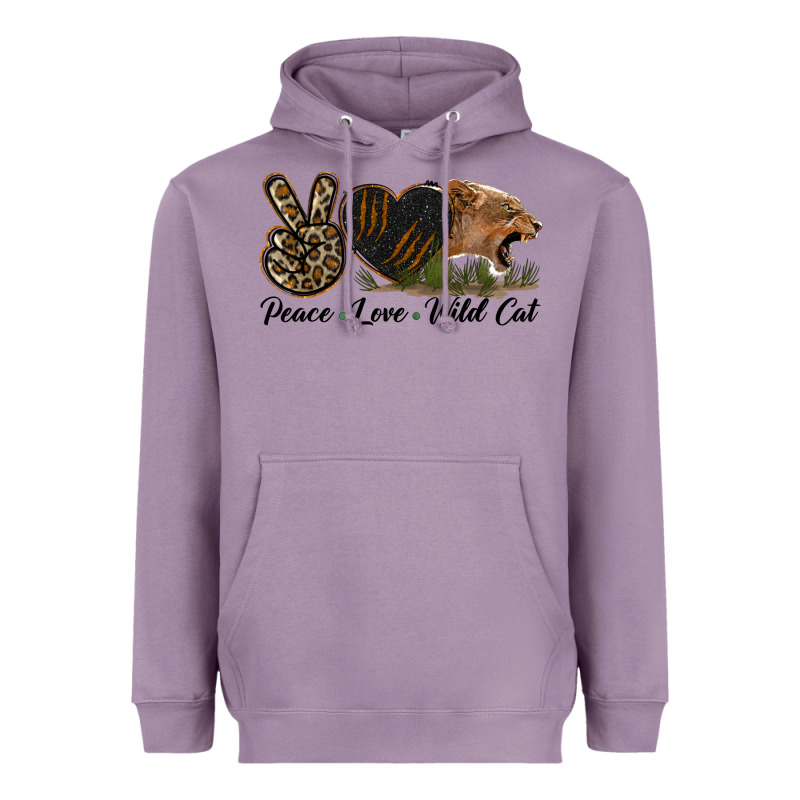 Peace Love Wild Cat Head Heavyweight Hoodie by LillyAllenDesigns | Teevron