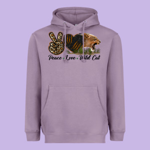 Peace Love Wild Cat Head Heavyweight Hoodie Designed By Lillyallendesigns