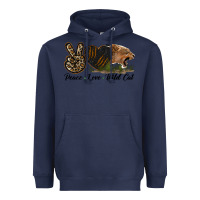 Navy Peace Love Wild Cat Head Heavyweight Hoodie - LillyAllenDesigns