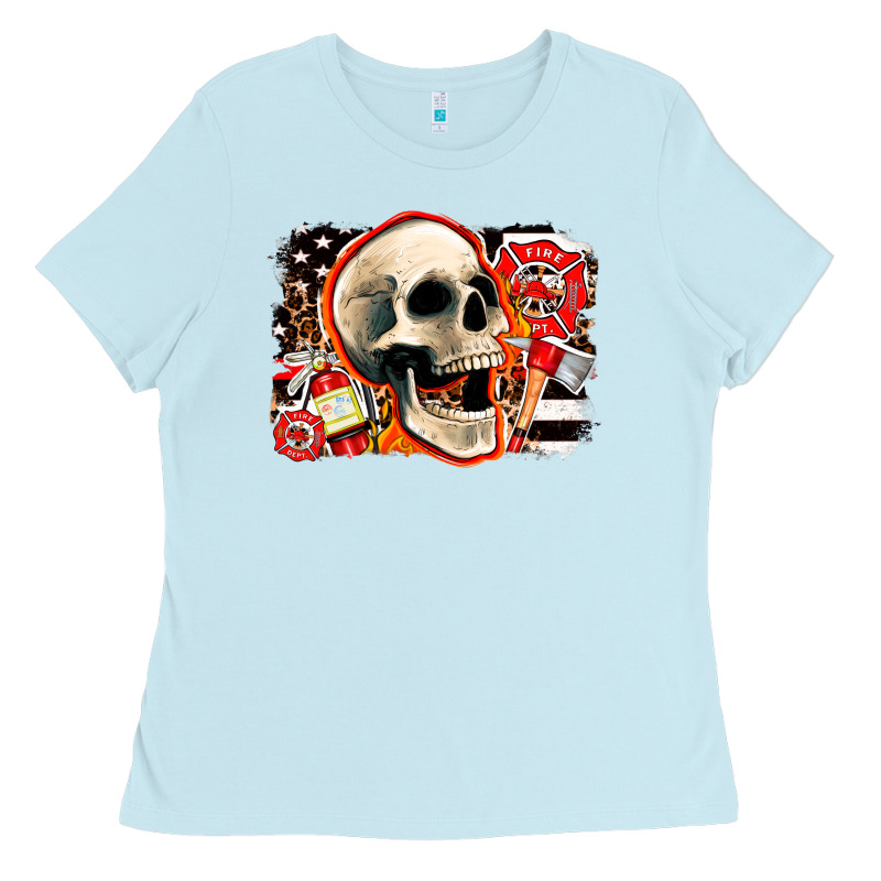 Firefighter Skull Ladies Tee by AdoDesignShop | Teevron