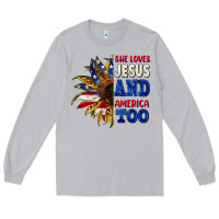 Moon Dust She loves Jesus and America too 4th of july Long Sleeve Tee - CowGirlArtShop