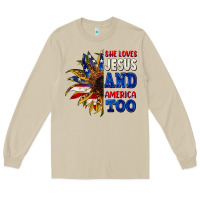 Mushroom She loves Jesus and America too 4th of july Long Sleeve Tee - CowGirlArtShop