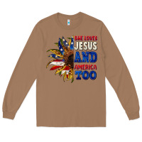 Toasted Coconut She loves Jesus and America too 4th of july Long Sleeve Tee - CowGirlArtShop