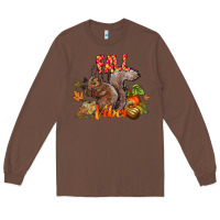Chestnut Fall Vibes Squirrel Long Sleeve Tee - CowhideDigitalArt