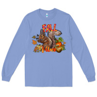 Colony Blue Fall Vibes Squirrel Long Sleeve Tee - CowhideDigitalArt