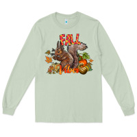 Matcha Fall Vibes Squirrel Long Sleeve Tee - CowhideDigitalArt