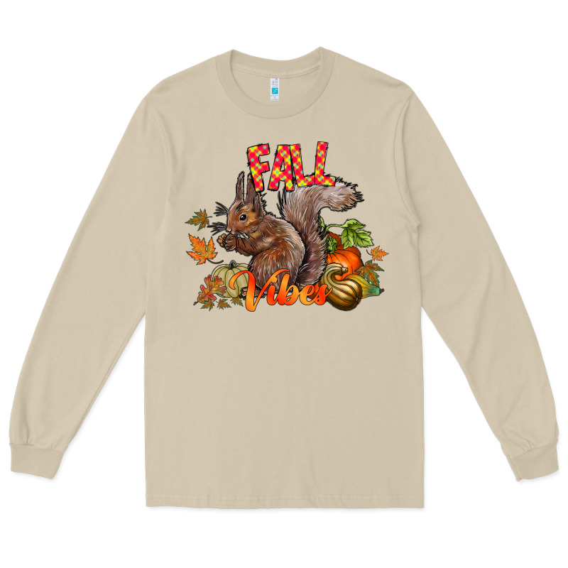 Fall Vibes Squirrel Long Sleeve Tee by CowhideDigitalArt | Teevron
