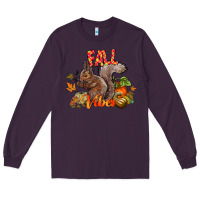 Plum Fall Vibes Squirrel Long Sleeve Tee - CowhideDigitalArt