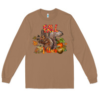 Toasted Coconut Fall Vibes Squirrel Long Sleeve Tee - CowhideDigitalArt