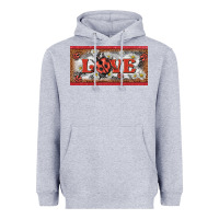 Heather Grey love ladybug    license plate template Heavyweight Hoodie - BarkalooDesign
