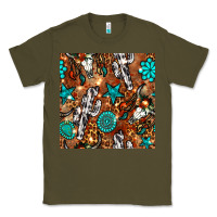 Army Green western gemstone aztec seamless pattern Classic Tee - BundleAndBundleShop