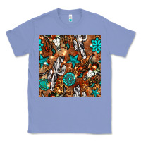 Colony Blue western gemstone aztec seamless pattern Classic Tee - BundleAndBundleShop