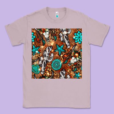 Western Gemstone Aztec Seamless Pattern Classic Tee Designed By Bundleandbundleshop