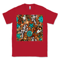 Red western gemstone aztec seamless pattern Classic Tee - BundleAndBundleShop