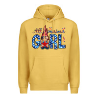 Antique Gold all american girl with gnome Premium Hoodie - NancyCooperArtShop