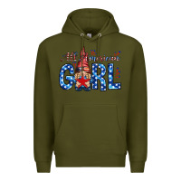 Army Green all american girl with gnome Premium Hoodie - NancyCooperArtShop
