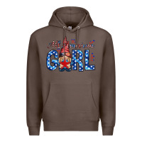 Coffee all american girl with gnome Premium Hoodie - NancyCooperArtShop
