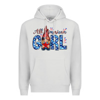Dove Grey all american girl with gnome Premium Hoodie - NancyCooperArtShop