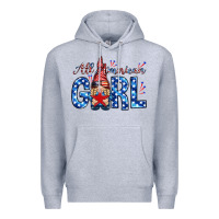 Heather Grey all american girl with gnome Premium Hoodie - NancyCooperArtShop