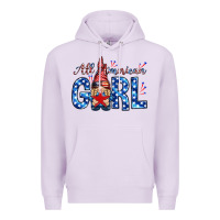 Lilac all american girl with gnome Premium Hoodie - NancyCooperArtShop