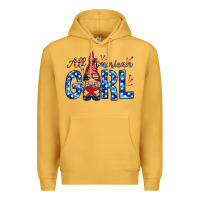 Mustard all american girl with gnome Premium Hoodie - NancyCooperArtShop