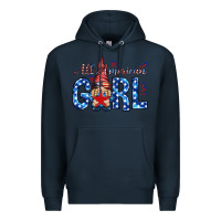 Navy all american girl with gnome Premium Hoodie - NancyCooperArtShop