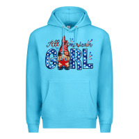Ocean Blue all american girl with gnome Premium Hoodie - NancyCooperArtShop