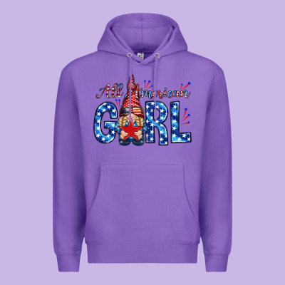 All American Girl With Gnome Premium Hoodie Designed By Nancycooperartshop