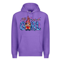 Purple all american girl with gnome Premium Hoodie - NancyCooperArtShop