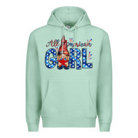 Seafoam all american girl with gnome Premium Hoodie - NancyCooperArtShop
