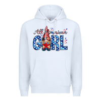 White all american girl with gnome Premium Hoodie - NancyCooperArtShop