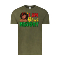 Vintage Olive i am black history with afro black girl Vintage Tee - texasbilliewilder