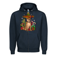 Navy Chihuahua Christmas Zipper Hoodie - JahusDesignShop