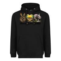 Black peace love rhino Heavyweight Hoodie - LillyAllenDesigns