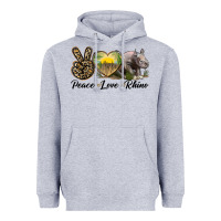 Heather Grey peace love rhino Heavyweight Hoodie - LillyAllenDesigns