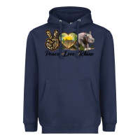 Navy peace love rhino Heavyweight Hoodie - LillyAllenDesigns