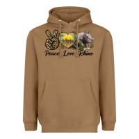 Toasted Coconut peace love rhino Heavyweight Hoodie - LillyAllenDesigns