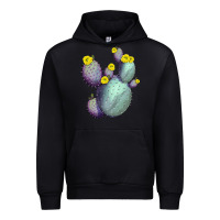 Black Opunthia Santa Rita Cactus Urban Hoodie - LillyAllenDesigns