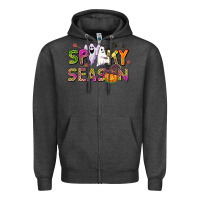 Charcoal Heather spooky season Zipper Hoodie - AdoDesignShop