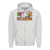 Dove Grey spooky season Zipper Hoodie - AdoDesignShop