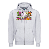Heather Grey spooky season Zipper Hoodie - AdoDesignShop
