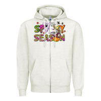Oatmeal Heather spooky season Zipper Hoodie - AdoDesignShop